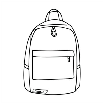 Vector illustration with a briefcase in the style of doodle. Backpack with korman and black edging.