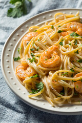 Homemade Shrimp Fettuccine Alfredo Pasta