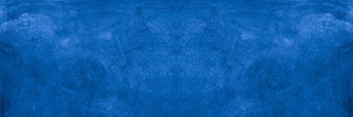 Old wall pattern texture cement blue dark abstract  blue color design are light with black gradient background.