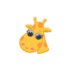 Cute adorable giraffe head cartoon icon, flat vector illustration isolated.