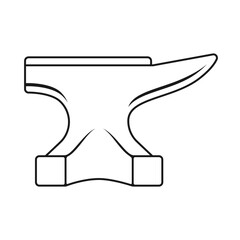 Blacksmith iron anvil for forging metal work in vector line drawing