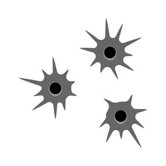 Bullet holes or gunshot holes in isolated vector icon