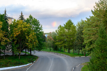 Fototapeta na wymiar Rainbow, Rzhev, Tver region, Russian Federation, September 19, 2020