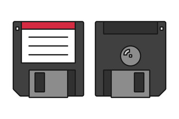 Floppy disk or diskette for data storage in vector icon