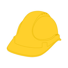 Fototapeta premium Yellow hard hat or safety helmet for construction worker protection in vector icon