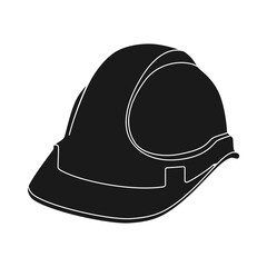 Hard hat or safety helmet for construction worker protection in silhouette vector icon