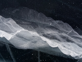 crystal ice of lake baikal. listvyanka, siberia, russian winter