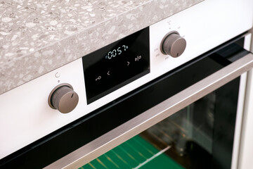 Close-up of Electric oven in domestic kitchen