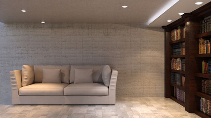 Fototapete テレビ会議背景用 Zoom会議背景用 Cg 部屋 ラウンジ コンクリート打ち放し 本棚 書斎 Pc パソコン Video Conferencing Kx59