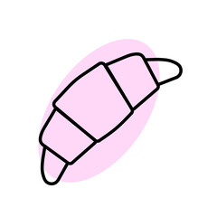 Croissant flat icon. Pictogram for web. Line stroke. Isolated on white background. Vector eps10