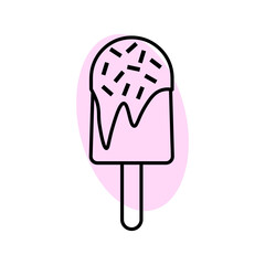 Waffle ice cream flat icon. Pictogram for web. Line stroke. Isolated on white background. Vector eps10