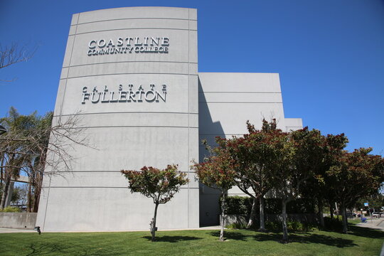 March 31, 2021 Fullerton, California - USA: Coast Line Community College Cal State Fullerton. Editorial.