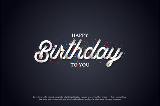 Happy Birthday Background With 3d White Writing On A Black Background