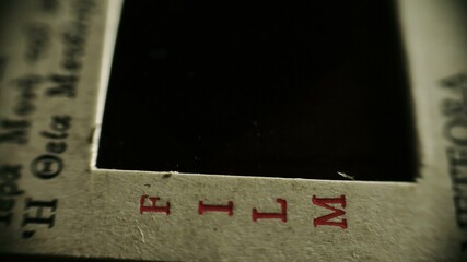 Close up of old vintage slide films shallow depth of field