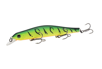 Wobbler with hooks for fishing as bait for fish, which is used for spinning. Fishing tackle for a fisherman.