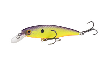 Wobbler with hooks for fishing as bait for fish, which is used for spinning. Fishing tackle for a...