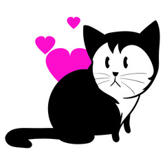 Hand Drawn Cute cat with phrase lovely cute "Cat's" vector illustration. Children's design poster.
