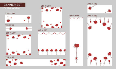 母の日　　セール　バナーセット　文字無し/ Mother's Day Banner Set (No Text) - Vector Image