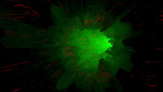 3d tunnel animation sci-fi tunnel alien machines red green abstract