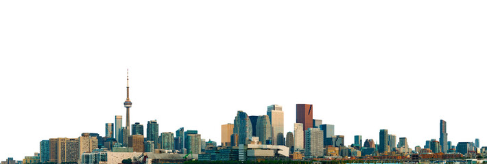 Cityscape of Toronto (Ontario, Canada) isolated on white background