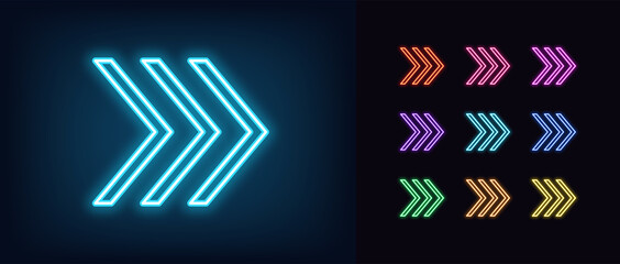 Neon arrow icon. Glowing neon swipe up sign, outline arrow pointer silhouette © Дмитрий Майер
