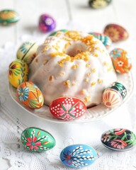 easter cake and eggs