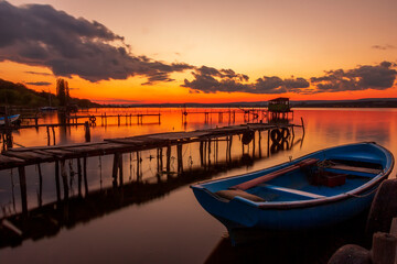 mood and tranquility with a moored boat