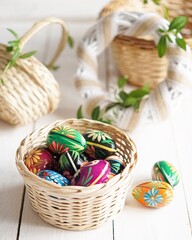 easter eggs in basket