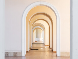 Arched Walkway without people. architecture interior.