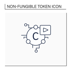 Cryptomedia line icon. Digital medium includes graphics, audio.Video, plain text,hyperlinks.Universally accessible hypermedia.Digitalization concept. Isolated vector illustration.Editable stroke