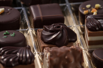 close up view of an assortment of artisan chocolates