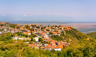 The view on Signagi and Alazani valley, Georgia. Sighnaghi city of love in Georgia, Kakheti region