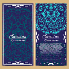 Invitation cards. Vintage decorative elements. Hand drawn background.	
