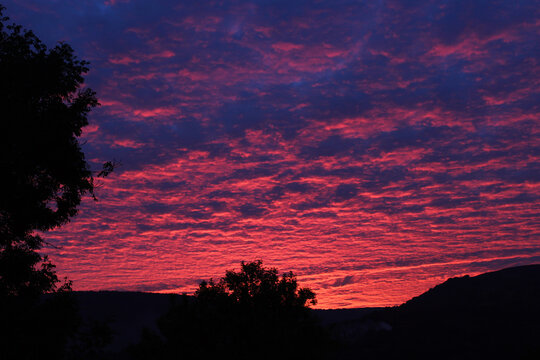 Beautiful sunset on Llanhilleth Mountain in Pontypool, Wales