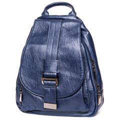 Women Mini dark blue leather backpack