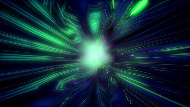 3d tunnel animation sci-fi alien biotech green glow fog abstract