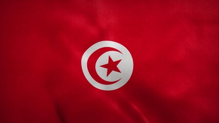 National flag of Tunisia and Tobago blowing in the wind. 3d rendering