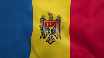 National flag of Moldova blowing in the wind. 3d rendering
