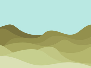 Natura wave landscape in a minimalistic style. Plains and mountains. Boho decor for prints, posters and interior design. Mid Century modern decor. Vector illustration