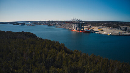 Shipping cranes over seas to Europe and Sweden