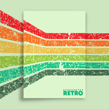 Retro design poster with vintage grunge texture and colorful stripes. Vector illustration