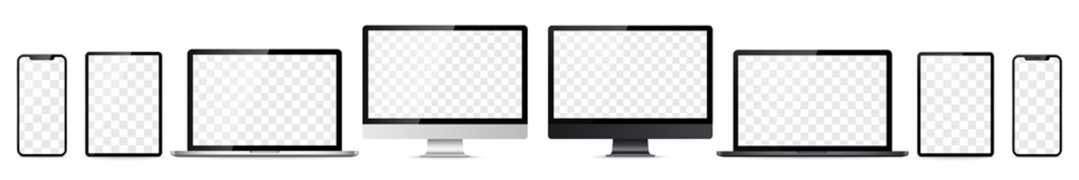 Device Screen Set - Laptop Smartphone Tablet Computer Monitor. Vector