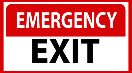 emergency exit sign. red color. warning sign plate, isolated background
