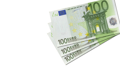 Obraz na płótnie Canvas Money flyer. Copy space. One hundred Euro notes background. 3D illustration