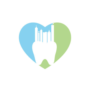 Dental city vector logo design. Modern inspiration dental sign with building town logo design.