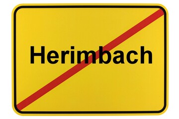 Illustration eines Stadtausgangsschildes der Stadt Herimbach