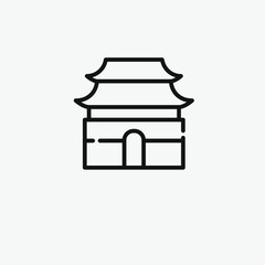 japanese traditional house vector icon.  Editable stroke. Linear style sign for use on web design and mobile apps, logo. Symbol illustration. Pixel vector graphics - Vector