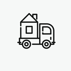 Truck vector icon.  Editable stroke. Linear style sign for use on web design and mobile apps, logo. Symbol illustration. Pixel vector graphics - Vector