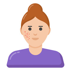 
Famneal acne skin icon, flat design of pimples 

