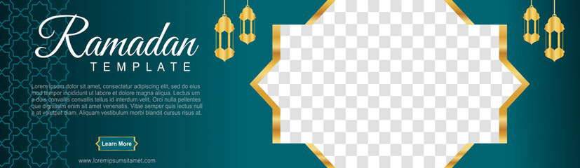 set of ramadan web banners of standard size with a place for photos. Ramadan template design. vector illustration